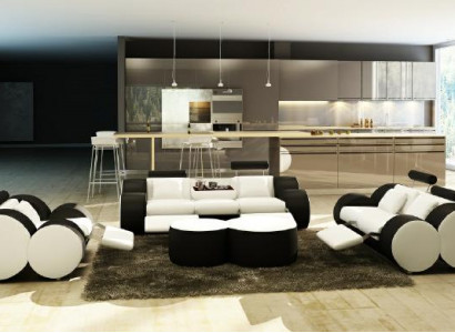 Leather sofa set with USB couch suite upholstery set sofa 3/2/1 seater relax