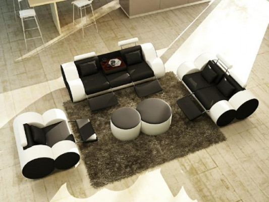 Leather sofa set with USB couch suite upholstery set sofa 3/2/1 seater relax