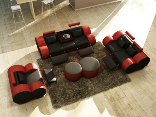 Leather sofa set with USB couch suite upholstery set sofa 3/2/1 seater relax