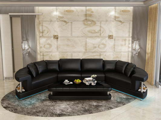 Trapezoidal Shape Living Landscape Round Corner Sofa Sofa Round Couch Upholstery U Form + USB