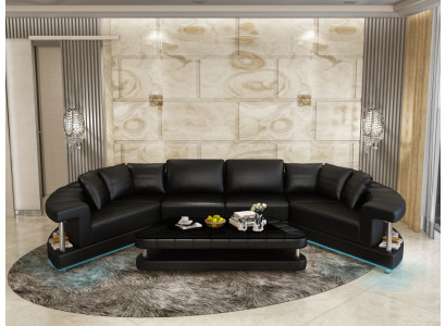 Trapezoidal Shape Living Landscape Round Corner Sofa Sofa Round Couch Upholstery U Form + USB