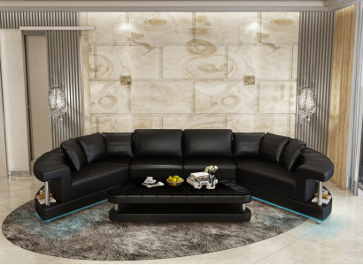 Trapezoidal Shape Living Landscape Round Corner Sofa Sofa Round Couch Upholstery U Form + USB