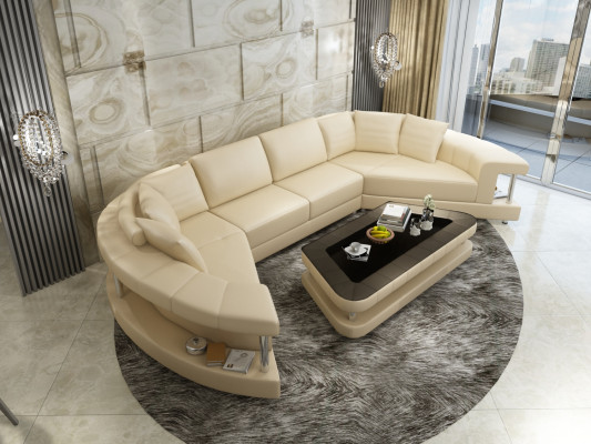 Trapezoidal Shape Living Landscape Round Corner Sofa Sofa Round Couch Upholstery U Form + USB