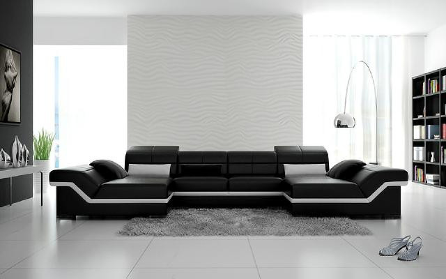 XXL leather sofa with USB corner sofa living landscape big couch leather suite upholstery new