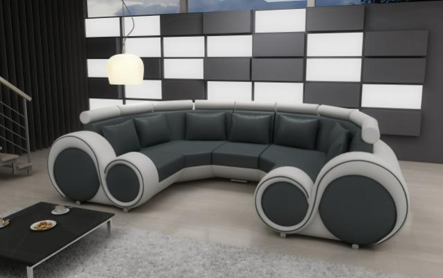 XXL living landscape leather sofa with USB design upholstery set corner sofa big