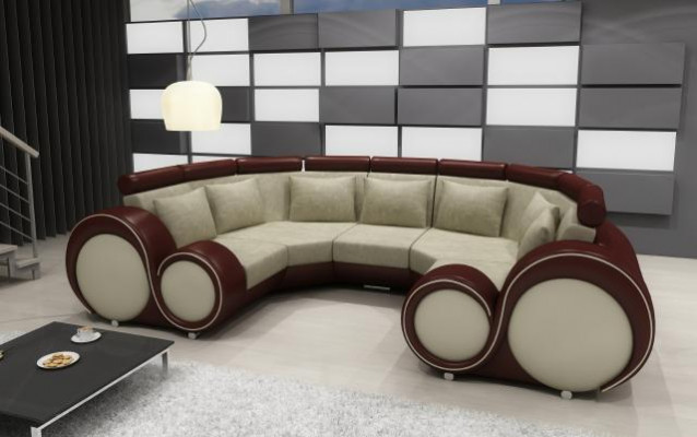 Corner sofa + USB living area U-shape textile big XXL corner sofa fabric textile sofa new