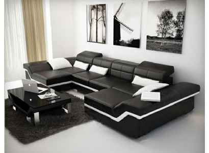 Large Leather Upholstery New Leather Sofa XXL Sofa with USB Corner Sofa Living Landscape