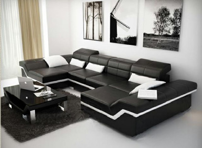 XXL Leather Sofa with USB Corner Sofa Living Landscape Big Couch Leather Suite Upholstery New