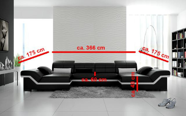 XXL Leather Sofa with USB Corner Sofa Living Landscape Big Couch Leather Suite Upholstery New