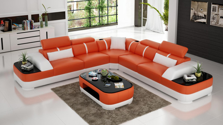 Leather sofa upholstery seat corner sofa decor set living landscape living room