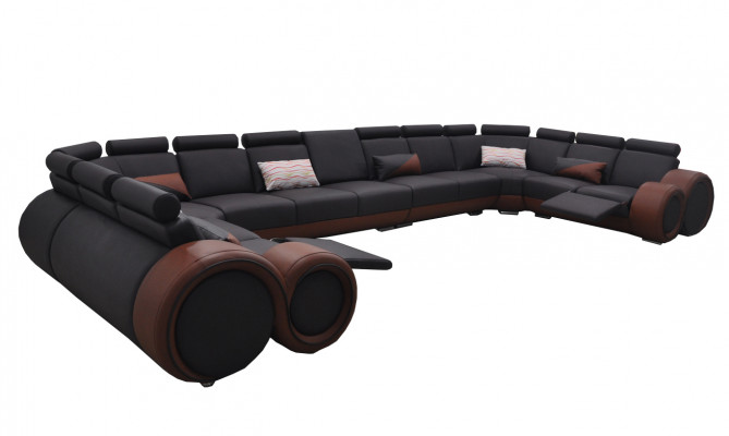 XXL Couch Large Corner Sofa Leather Corner Suite Corner Landscape Upholstery Living U Shape +USB