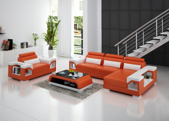 Leather sofa with USB living area corner sofa + armchair corner set design modern sofa