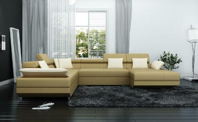 Leather sofa with USB upholstery corner suite living landscape XXL Big corner sofa 2719D
