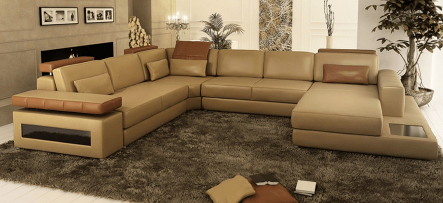 Luxury U-Shape Sofa Furniture Set Sofas Couch Luxury Designer Leather Living Landscape