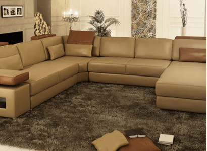 Luxury U-Shape Sofa Furniture Set Sofas Couch Luxury Designer Leather Living Landscape