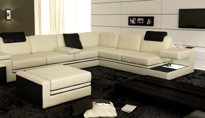 Modern corner couch design sofa upholstery corner leather textile couch LED living landscape