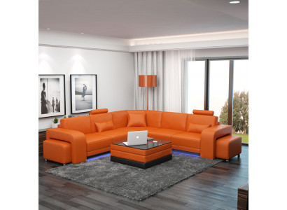 Stylish L-shaped corner sofa in vibrant orange for your home