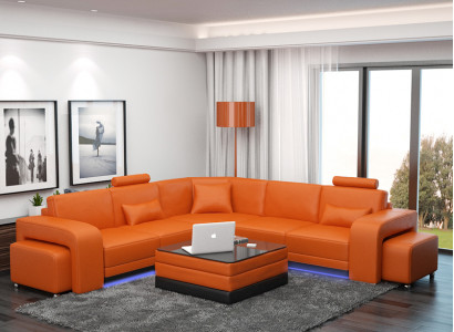 Stylish L-shaped corner sofa in vibrant orange for your home