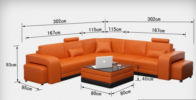 Stylish L-shaped corner sofa in vibrant orange for your home