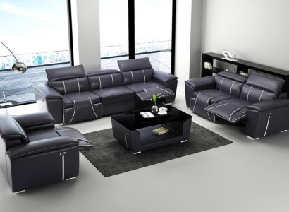 Sofa Set Couch Upholstered Sofa 3+3 Complete Set Design Leather 2-Piece Sets