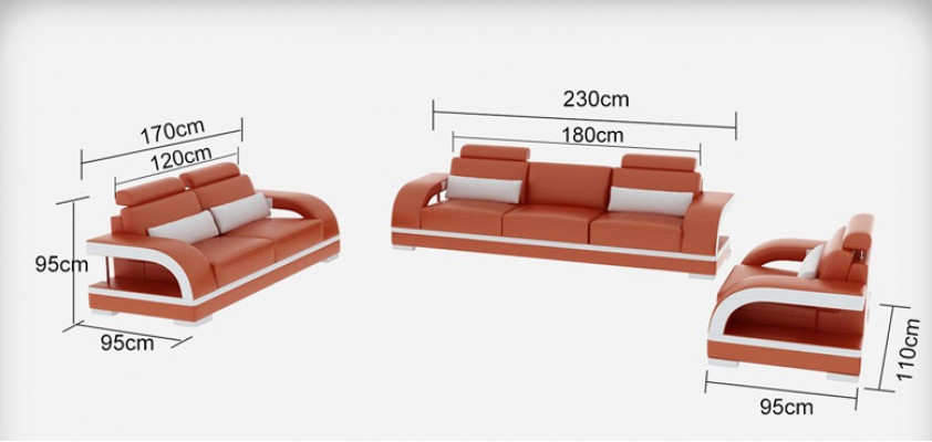 Sofa Couch Leather Upholstery Seat Couch Set 3+2+1 Table Set Design Sofas