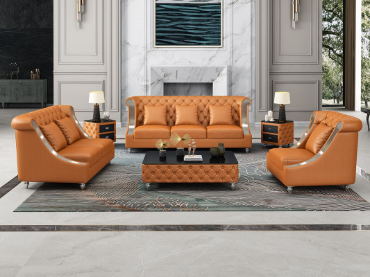Chesterfield Sofa Set Upholstered Couch Leather Sofa 321 Seater Living Room Set New