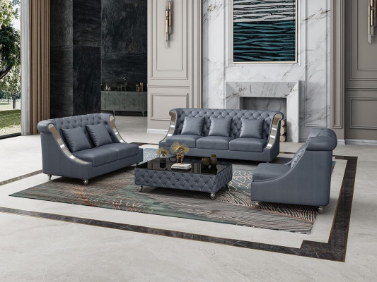 Chesterfield Sofa Set Upholstered Couch Leather Sofa 321 Seater Living Room Set New