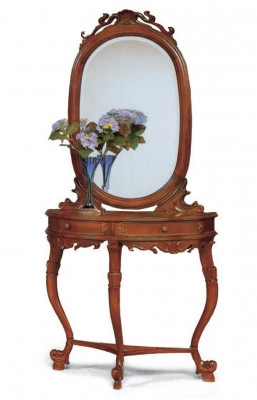 Italian furniture, 2-piece set, furniture style StileElisa, console table, mirror, wood, new.