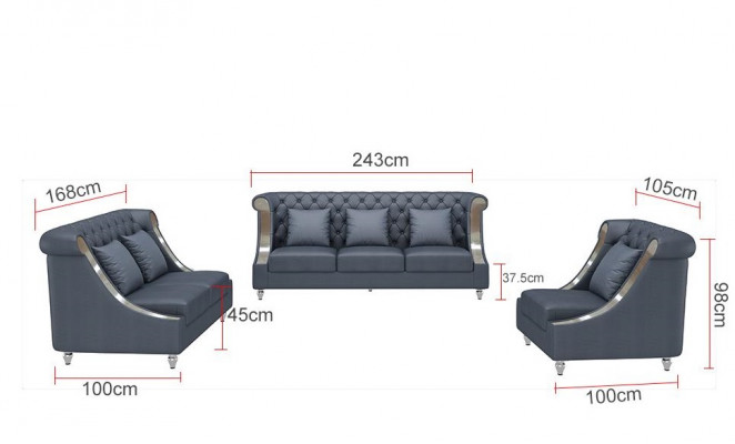 Chesterfield Sofa Set Upholstered Couch Leather Sofa 321 Seater Living Room Set New