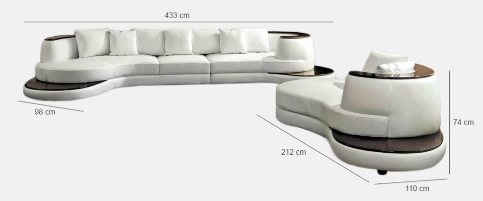 Designer sofa, corner sofa, living landscape, round sofa, leather sofa, couch, U-shaped sofa, Royal
