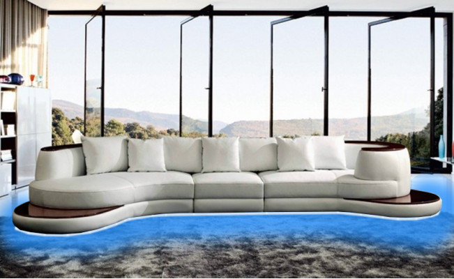 Living Room Landscape Couch Upholstered Corner Sofa Island Sofa Leather Sofa Corner Suite New PRII-S