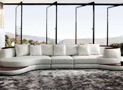 Round sofa designer corner sofa couch upholstery leather suite living landscape Royal