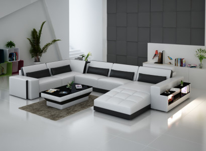 Leather sofa with USB couch living area corner sofa corner suite design modern sofa