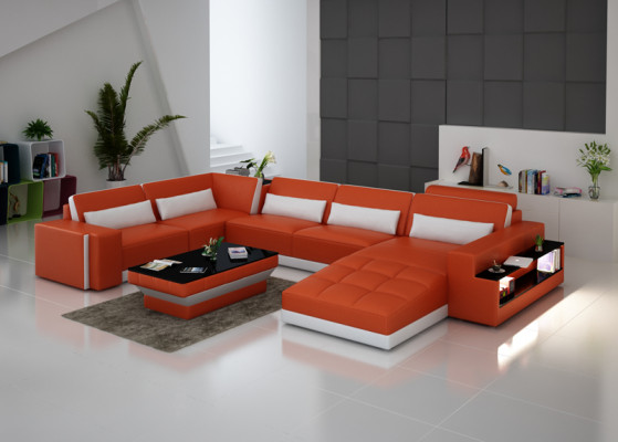Leather sofa with USB couch living area corner sofa corner suite design modern sofa