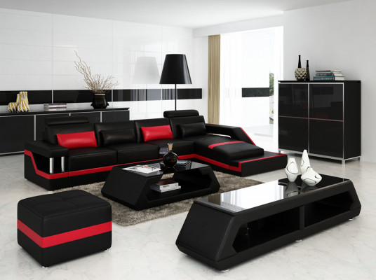 Designer living landscape Big modern leather sofa with USB HAMBURG III corner sofa sofa