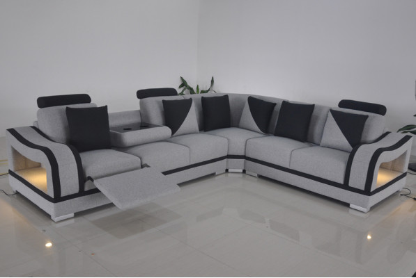 Modern textile sofa corner couch upholstery living room corner sofa L-shape seating landscape USB