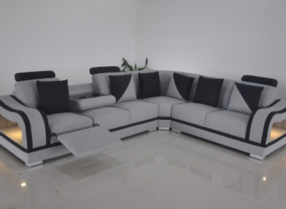 Modern textile sofa corner couch upholstery living room corner sofa L-shape seating landscape USB