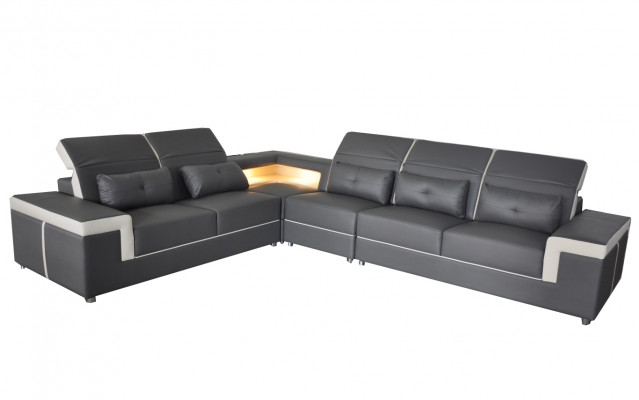 Sofa corner couch upholstery living room design corner sofa L-shape living landscape USB + LED