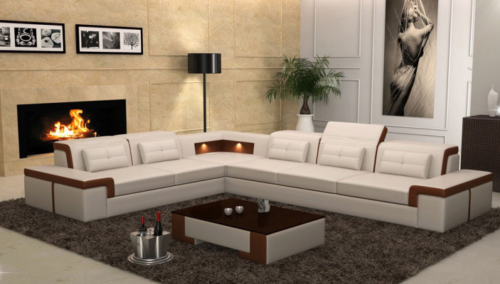 Sofa corner couch upholstery living room design corner sofa L-shape living landscape USB + LED
