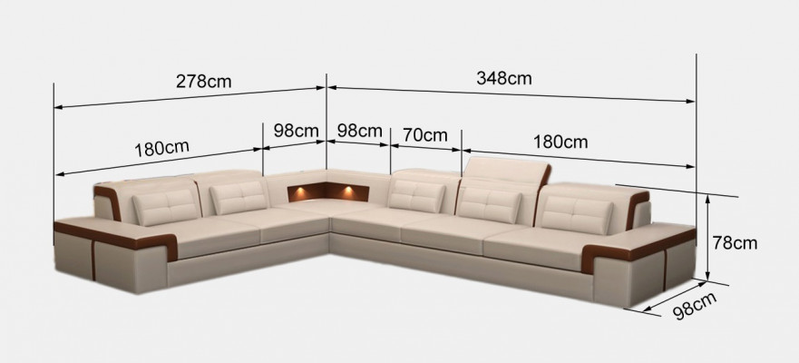 Sofa corner couch upholstery living room design corner sofa L-shape living landscape USB + LED