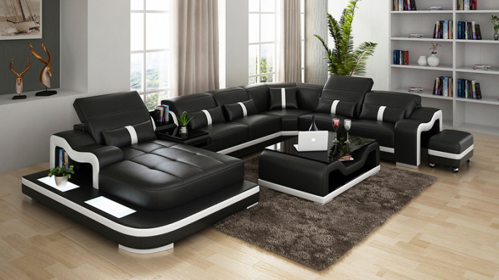 Sofa leather couch living landscape corner sofa corner modern design suite