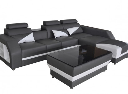 Leather corner sofa couch upholstered couches sofas living landscape luxury suite + table