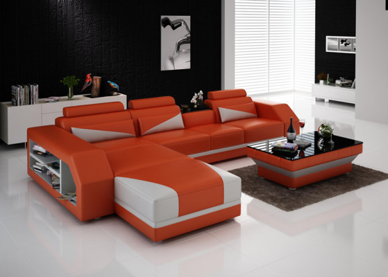 Leather corner sofa couch upholstered couches sofas living landscape luxury suite + table