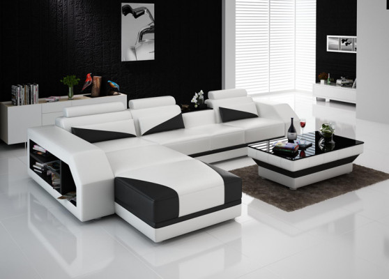 Leather corner sofa couch upholstered couches sofas living landscape luxury suite + table
