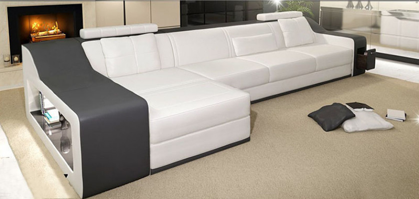 Leather sofa, couch living landscape, corner sofa, corner suite, design, modern sofa, B2017B.