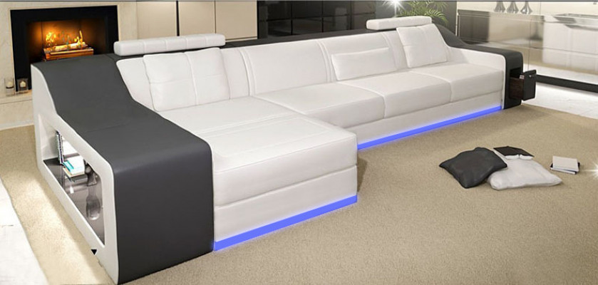 Leather sofa, couch living landscape, corner sofa, corner suite, design, modern sofa, B2017B.