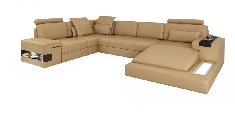 Sectional U-shaped sofa living room landscape upholstery bed function modern design new
