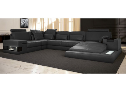 Sectional sofa U-shape couch design upholstery fabric new living area with bed function textile