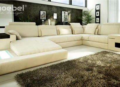 U-Form Sofa Couch Design Upholstery Modern Textile New Living Landscape Leather Corner Sofa