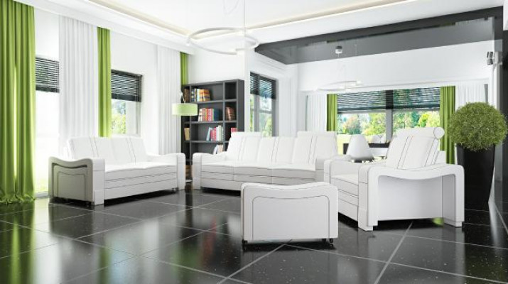 LEATHER SOFA 3+2+1 SOFA + USB SET UPHOLSTERED DESIGN SOFA SOFA SET NEW
